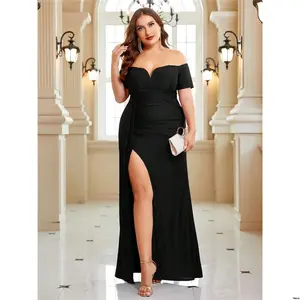 Thigh Split Off Plus Belle tiktok Shoulder Dress