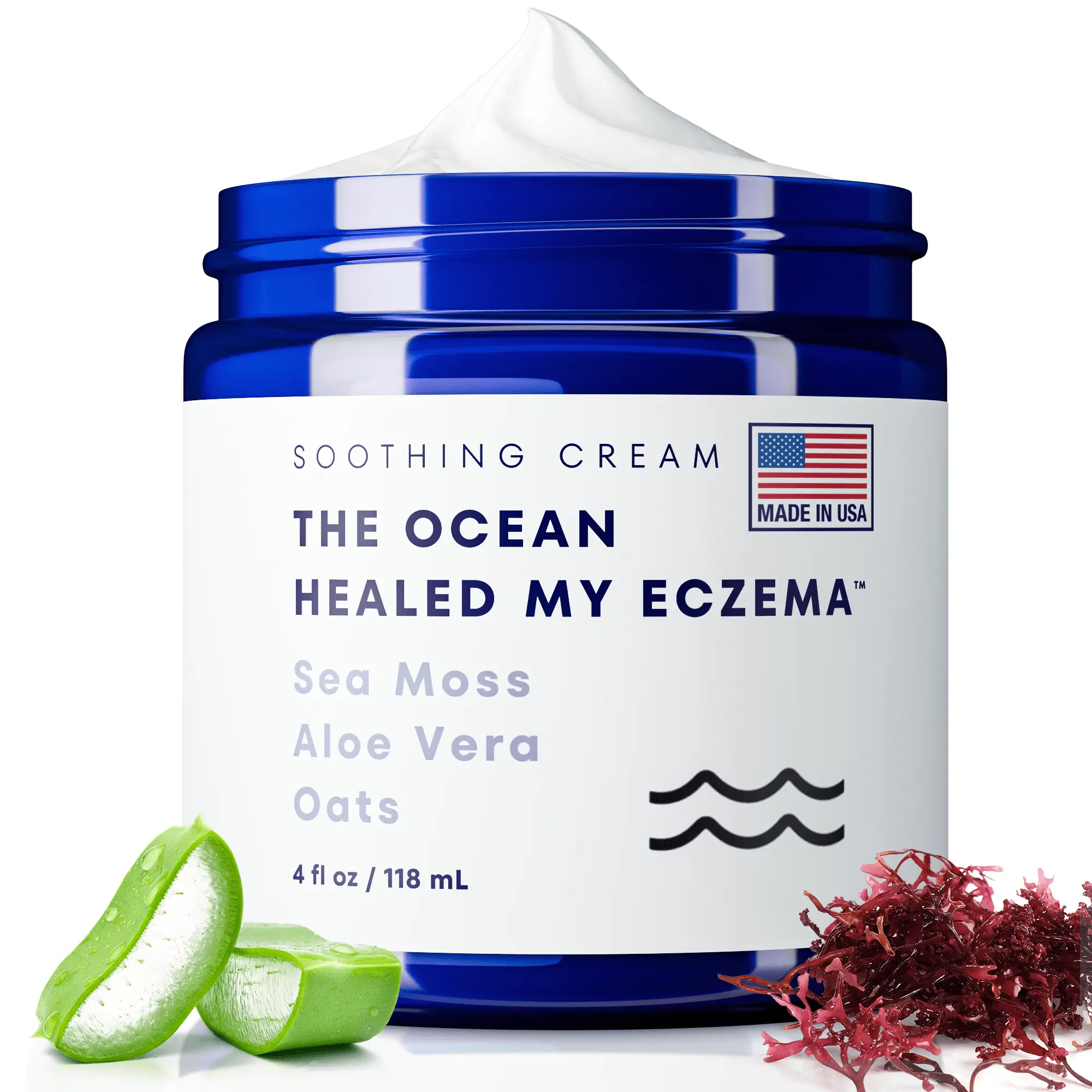 Natural Soothing Cream with Sea Moss & Oats - Eczema & Psoriasis Relief - Ocean...