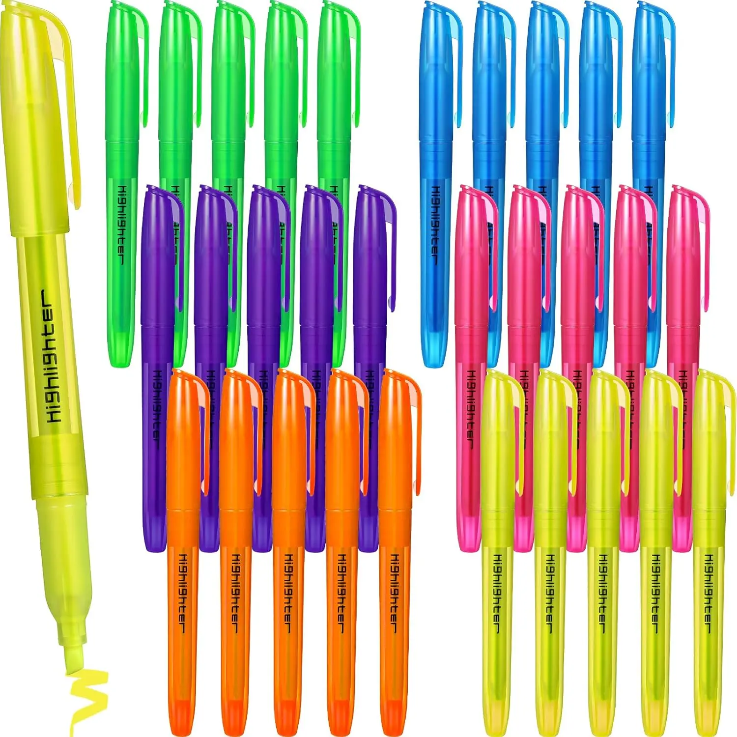30 count Highlighter Bulk Pack Assorted Colors Highlighter Markers Chisel Tip Fluorescent Pens for Office Classroom  to School Supplies