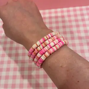 Pink Clay Bead Bracelet