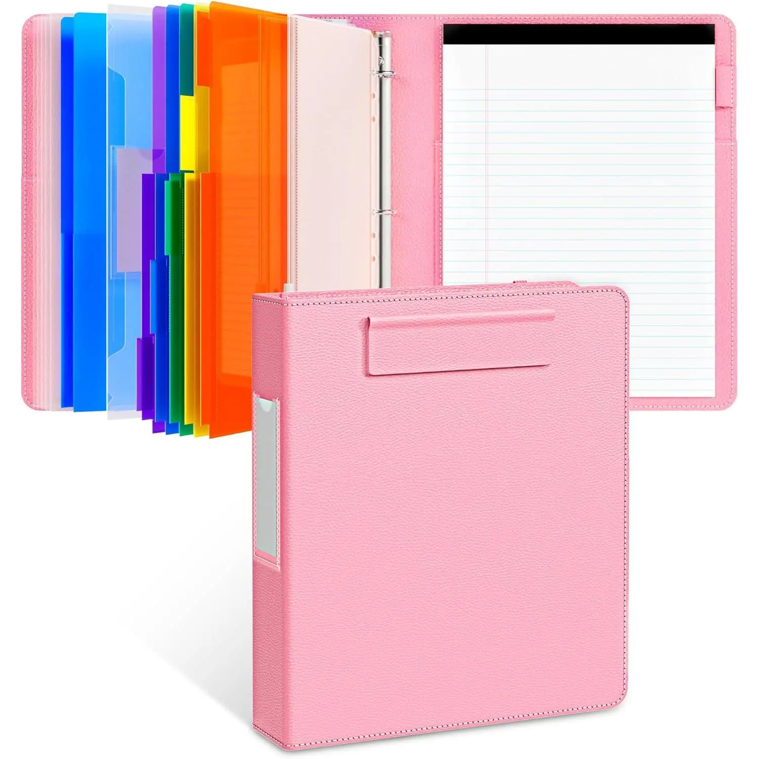 3 Ring Binder Clipboard with Storage,12.4"x10.2" Clipboard Folder with 5 Expandable Folders,Refillable Lined Notepad (11" x 8.5"),Ideal for School Office ()
