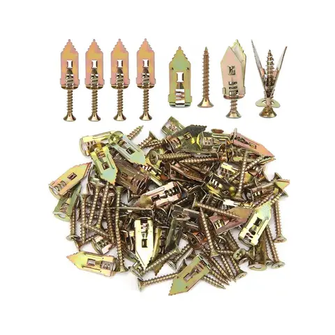 Self-Drilling Drywall Anchors with Screws, 60Gypsum Board Anchors (0.47 x 1.18 inches), and 60 Zinc Expansion Screws, 2025 Upgraded Galvanized Steel, No Drilling Required, 66 lbs Weight Capacity, for Wall Mounting.