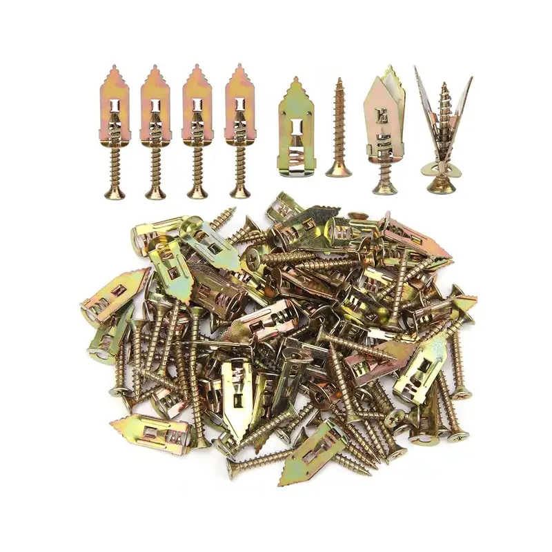 Self-Drilling Drywall Anchors with Screws, 60Gypsum Board Anchors (0.47 x 1.18 inches), and 60 Zinc Expansion Screws, 2025 Upgraded Galvanized Steel, No Drilling Required, 66 lbs Weight Capacity, for Wall Mounting.