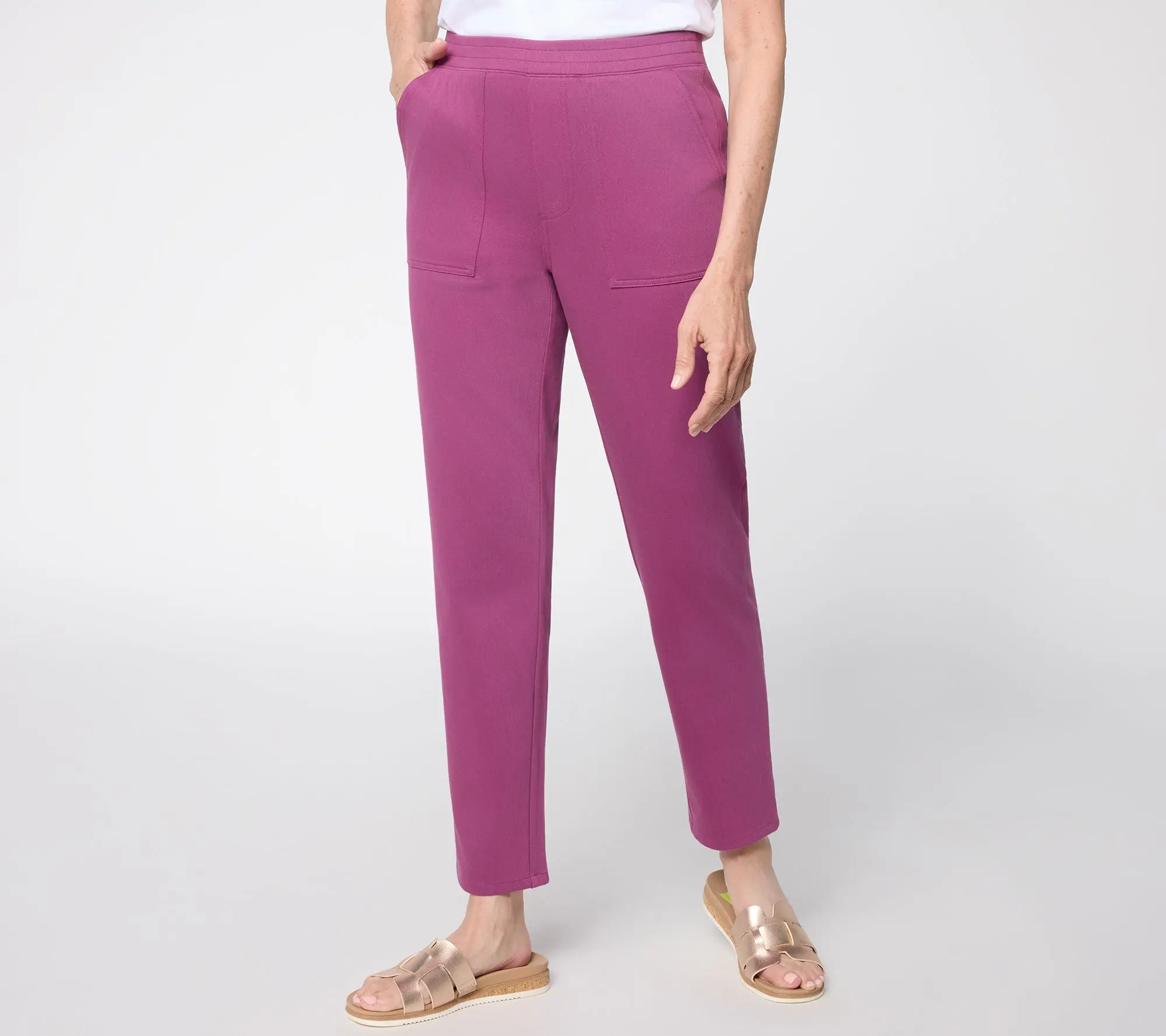 Denim & Co. Petite Comfy Knit Air Pull-On Tapered Ankle Pants