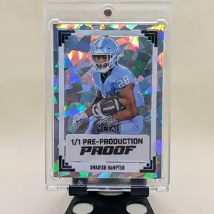 Leaf Metal Omarion Hampton 1/1 Pre-Production Proof Crystal UNC Rare 1/1 Football Trading Card