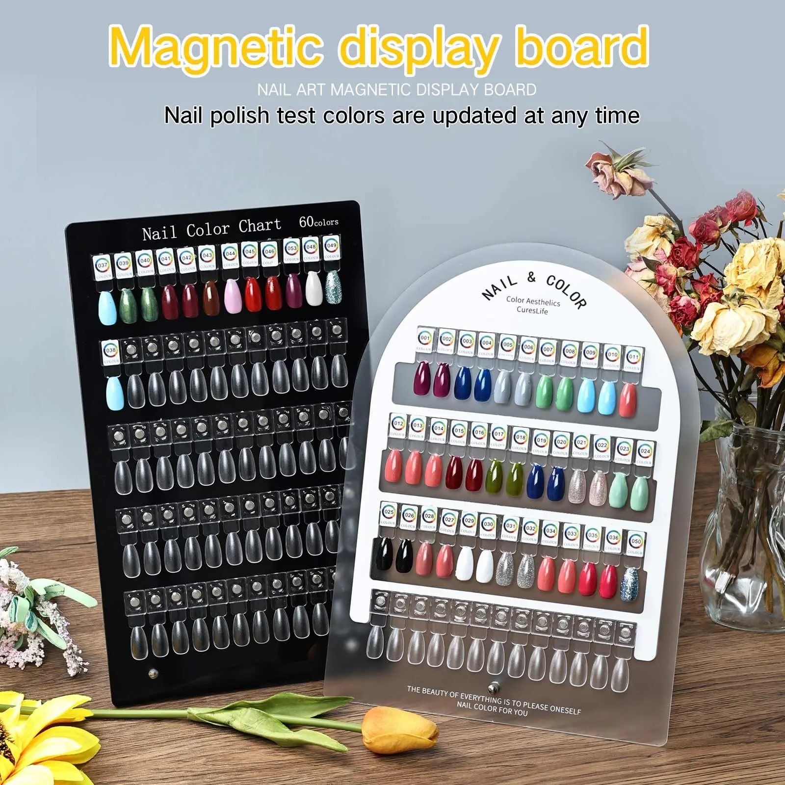 Magnetic Detachable Nail Color Display Board, Acrylic Gel Polish Swatch Palette, Nail Art Testing & Sampling Tool, Manicure, Nail Art Set, Nail Tech Supplies