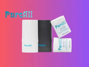 PureFill Bod Pod Deodorant Starter Pack 10G Prebiotic Formula for Whole Body Odor Control & Moisture Protection with Reusable Case & 2 Refills Unscented Lavender or Santal Cedar Options Moisturizer Hydrating