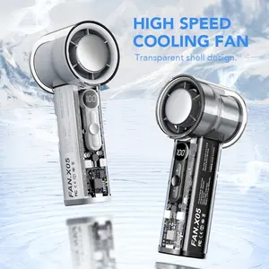 Handheld high-speed rotary refrigeration and ice cooling fan with hollowed out punk style and fully transparent design, 5000mAh battery, long battery life