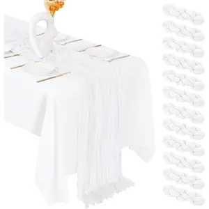 12 Pack White Cheesecloth 20 x 120 Inch Gauze Semi Sheer Cheese Cloth Table Bulk for Rustic Wedding Baby Shower Table Decoration