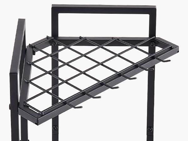 VEVOR Garden Tool Organizer for Corner, 17 Slots, Metal Garage Storage Rack, for Rakes/Shovels/Brooms, Yard Utility Tool Holder for Shed/Outdoor/Lawn Organization, Heavy-Duty Steel, with Hooks, Black
