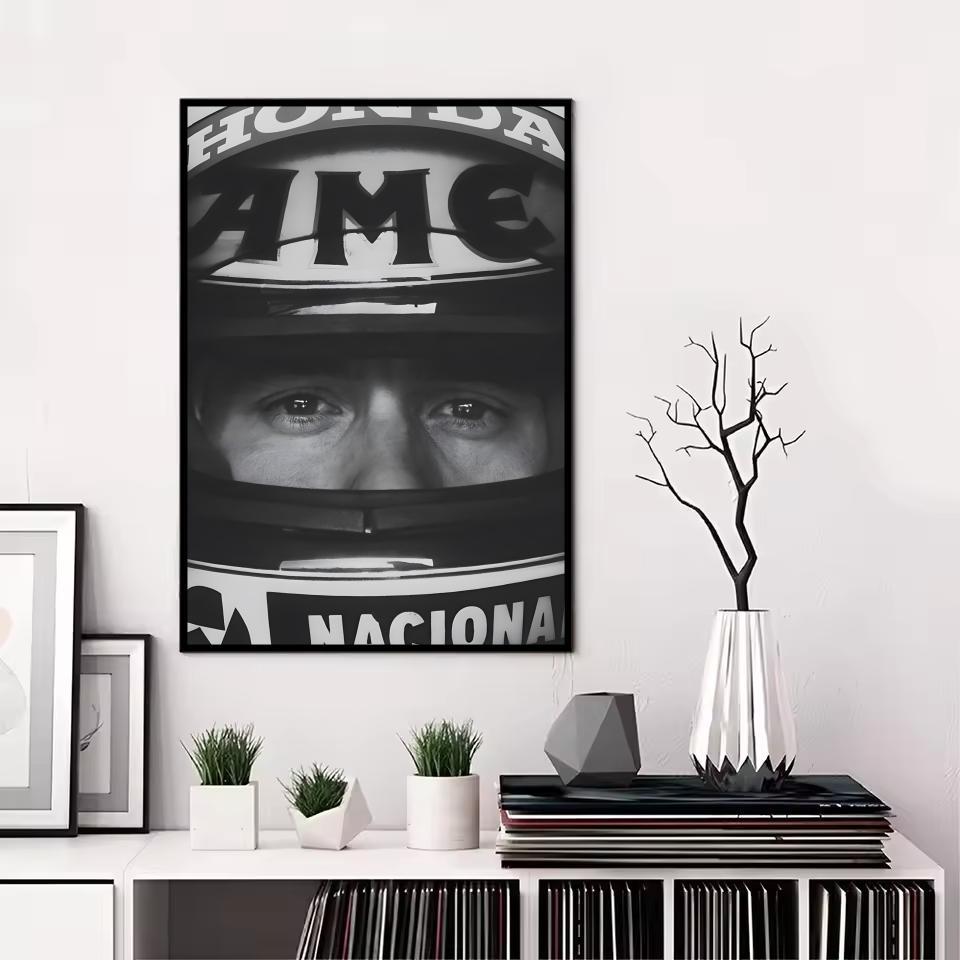 F1 A-Ayrton Senna Painting Calligraphy Canvas Poster: Crease Free Waterproof Durable All Space Wall Decor