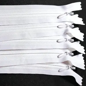 White Invisible Zipper - 14 inch 35cm Nylon Coil Closed End Zippers for Sewing Crafts DIY Handmade - Bulk 30 count/Pack