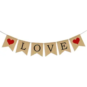 LOVE Burlap Banner | Valentines Day Decorations | Valentines Garland | Valentine Photo Props | Engagement Banner Decorations | Wedding Banner Decorations | Anniversary Banner Decorations
