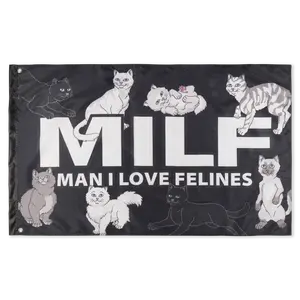 Man I Love Felines Flag (Black)