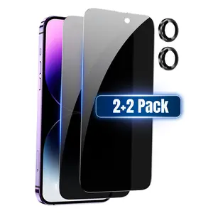 Entronix Anti-Spy Privacy Screen Protector & Metallic Camera Lens Protector for iPhone 16E - 4 Piece Combo, Smarphone Accessories Protection Durable