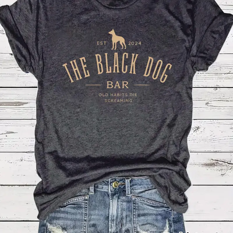 Women's Letter Print Graphic Fitted Round Neck Tee, Casual Streetwear Short Sleeve Crew Neck T-shirt for Summer, Fashion Womenswear Top for Daily Wear Piece, Casual Everyday Tee