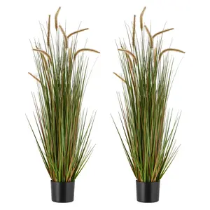 VEVOR Artificial Grass Plant, 2 Pack 47 inch Horsetail Reed Grass in Pot, Premium PVC Faux Fake Greenery Shrubs Plant for Indoor Outdoor House Home Garden Office Room Decor, Housewarming, Green