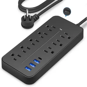 Power Strip Surge Protector - 8 Outlets & 3 USB Ports & 1 USB-C Port, 1700 Joules, 6  Power Cord Angled Flat Plug, Spaced Outlets & ETL Listed Power Outlet for Home Office