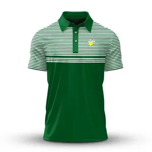 Vintage Green Horizontal Lines 2026 Golf Polo Shirt for Men – Fan Made Short Sleeve Performance Polo, Breathable Outdoor Golf & Casual Wear