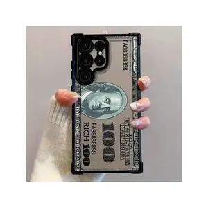 US Dollar Bill Phone Case Compatible With For Samsung For Galaxy S25 S24 S23 S22 S21 FE Ultra Plus 4G 5G, Transparent Soft Back Cover For Drop Protection.