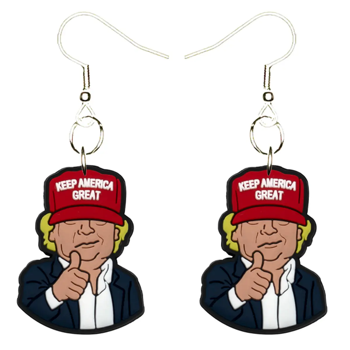 Trump Earrings Hypoallergenic Silver Plated Fishhooks Yazzle Dazzle MAGA