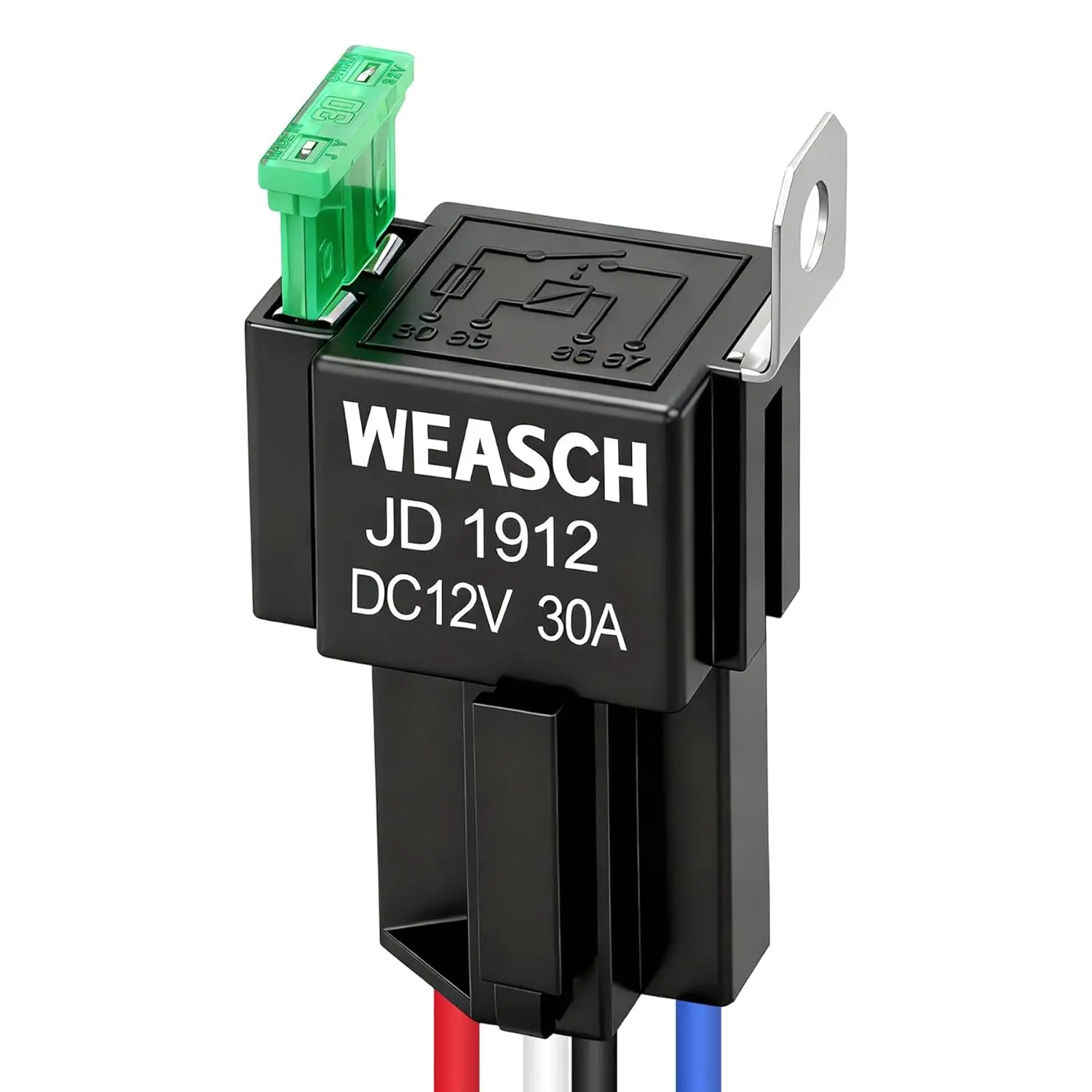 Fuse Relay Switch Kit, 12V 30A, 4 Pin SPST, 30A Switch Harness Set, Automotive Electrical Relays with 14 AWG Hot Wires (1)