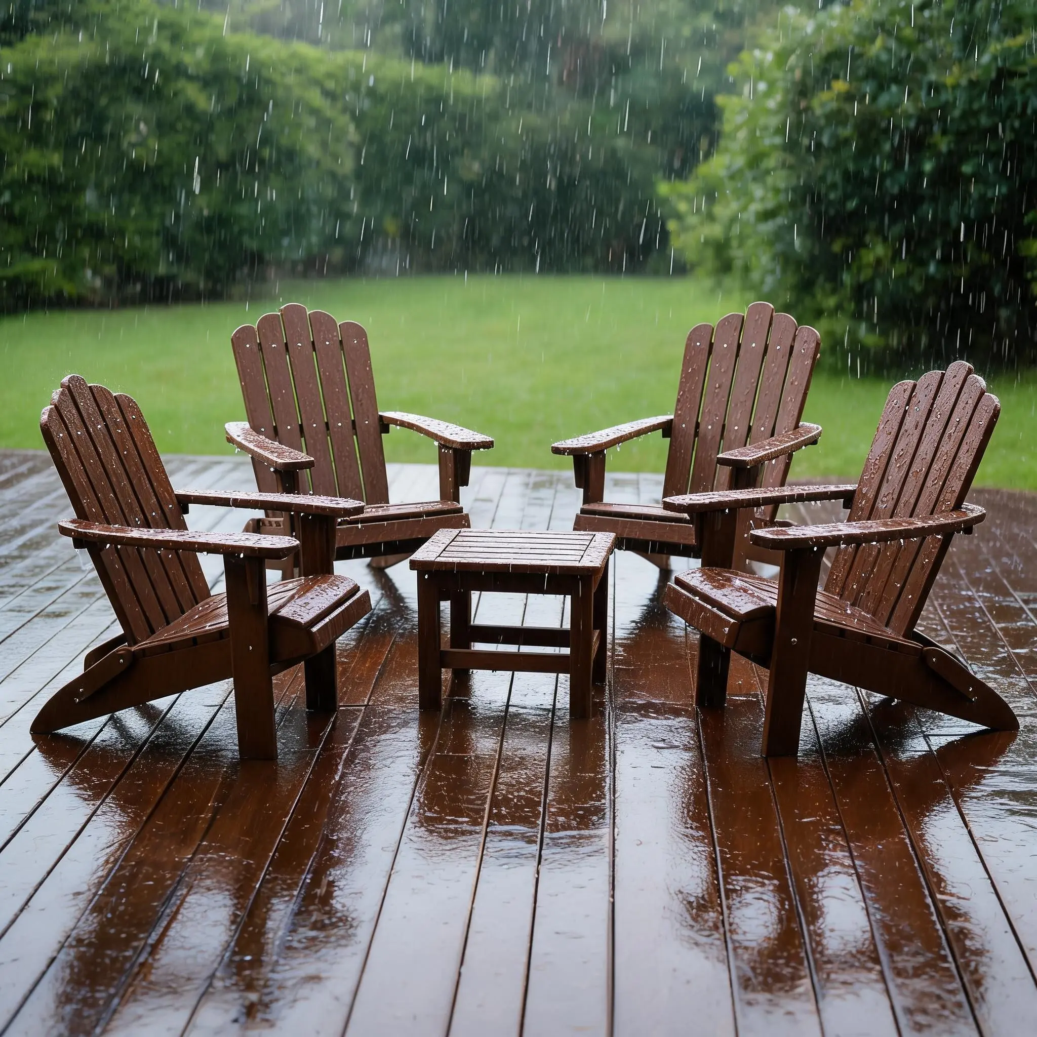 HDPE Folding Adirondack Chair 1PC Weather-Resistant Patio Chair with Wide Armrests & High Backrest, Fire Pit Chair for Garden, Backyard, Porch