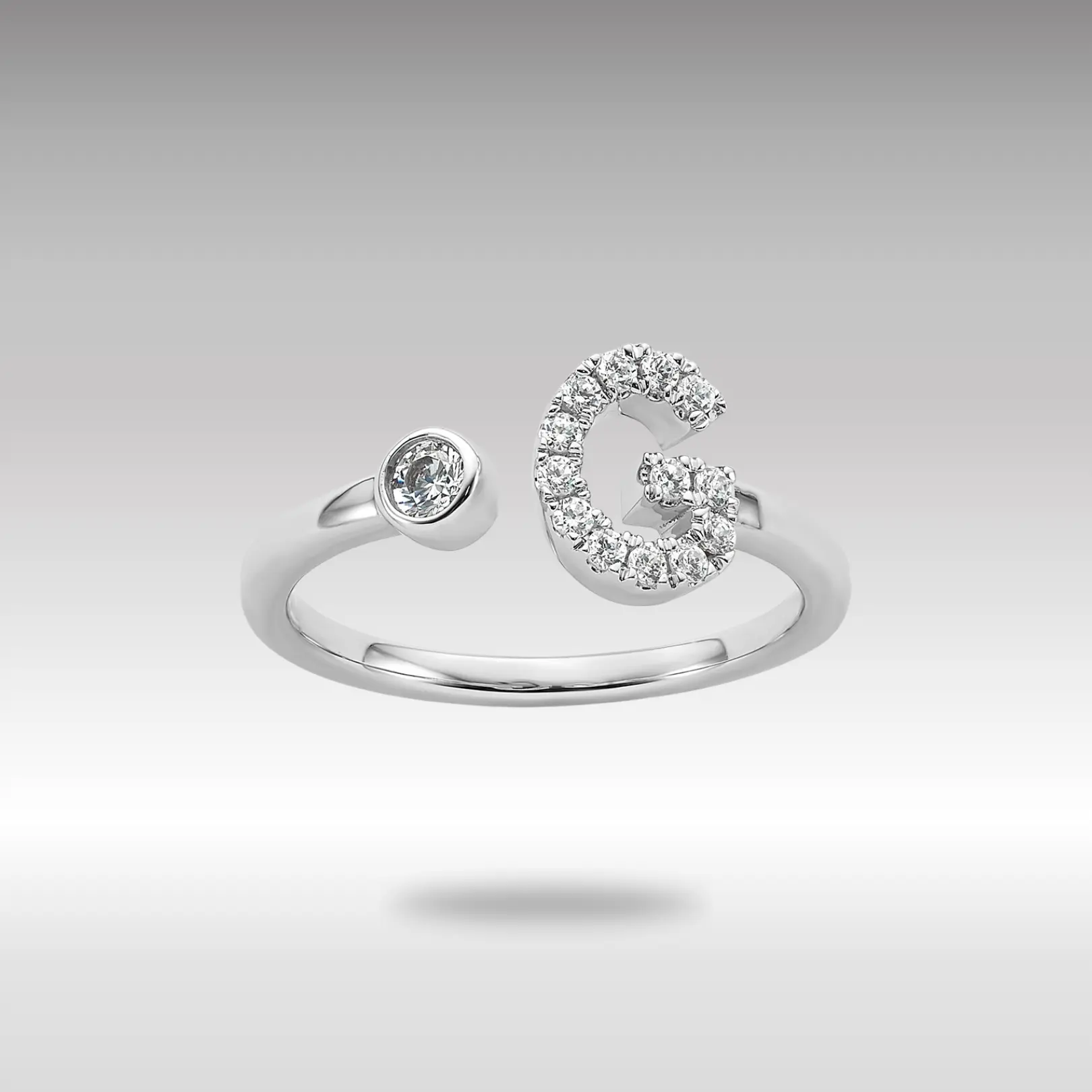 White 14K Gold Lab Grown Diamond VS/SI FGH Initial G Adjustable Ring Model-RM10277G-017-WLG