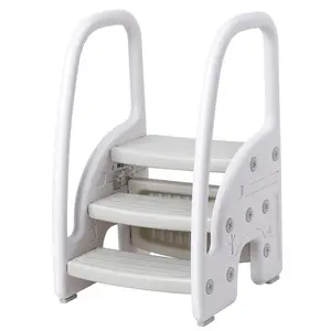 Garvee 3 Step Safety Step Stool for Kids – Non-Slip, Side Handles, Lightweight Plastic Standing Tower, Sturdy Helper for Bathroom Wash Basin, Kitchen, Toilet Training