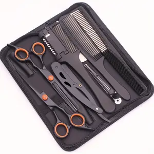 9PCS 6inch Haircut Scissors Stainless Steel Haircut Tool Set. Hairdressing scissors set. Thinning Scissors Styling Tools, Shaving Razor Comb Set, Haircut Comb, Shaving Razor, Double-Sided Comb, Comb
