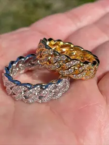 Cuban Chain Ring Set, Stackable rings, Statement Multi Ring, with Cubic Zirconia Pendant Inlaid, Commitment Ring, Suitable for Parties, Weddings and Daily Wear, Ideal Gift for Valentine's Day, Men's Hip-hop Ring