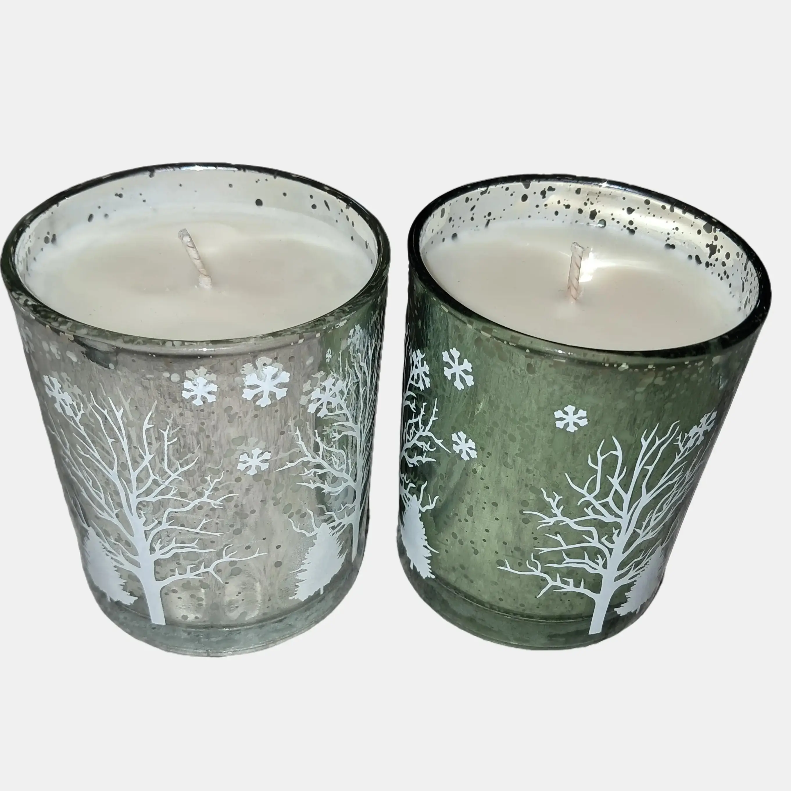 Holiday Candle in Decorative Glass Winter Scene Soy Wax Net Weight 6 oz Household Candle with Snowflake Design
