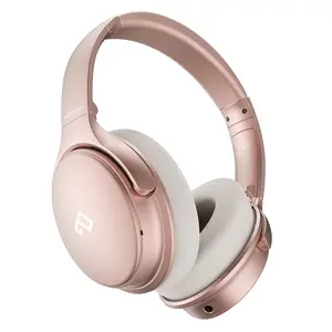 INFURTURE Rose Gold Active Noise Cancelling Headphones with Microphone Wireless Over Ear Bluetooth, Deep Bass, Memory Foam Ear Cups, Quick Charge 40H Playtime, for TV, Travel, Home Office