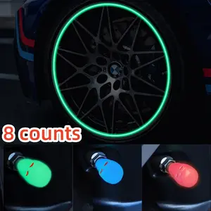 8pcs luminous valve caps, skull tire valve caps, luminous car, motorcycle, bicycle tires, luminous valve cap creative decoration, Van Accessories
