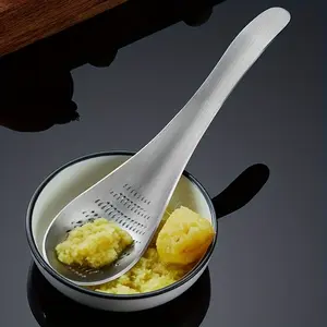 Stainless Steel Ginger Garlic Mincer Spoon, Manual Multi-Functional Kitchen Tool, Easy Grinding and Crushing, Quick Fine Ginger Garlic Paste