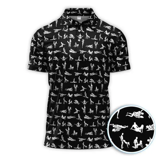 Naughty Couple Golf Polo Shirt for Men Funny Sexy Pattern Golfer Gift Outfit