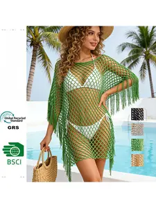 Women Lightweight Knit Mesh Crochet Cover Up Shawl Beach Cover Ups for Beach Vacation Sun Protection Swimwear Accessory Summer Resort Wear