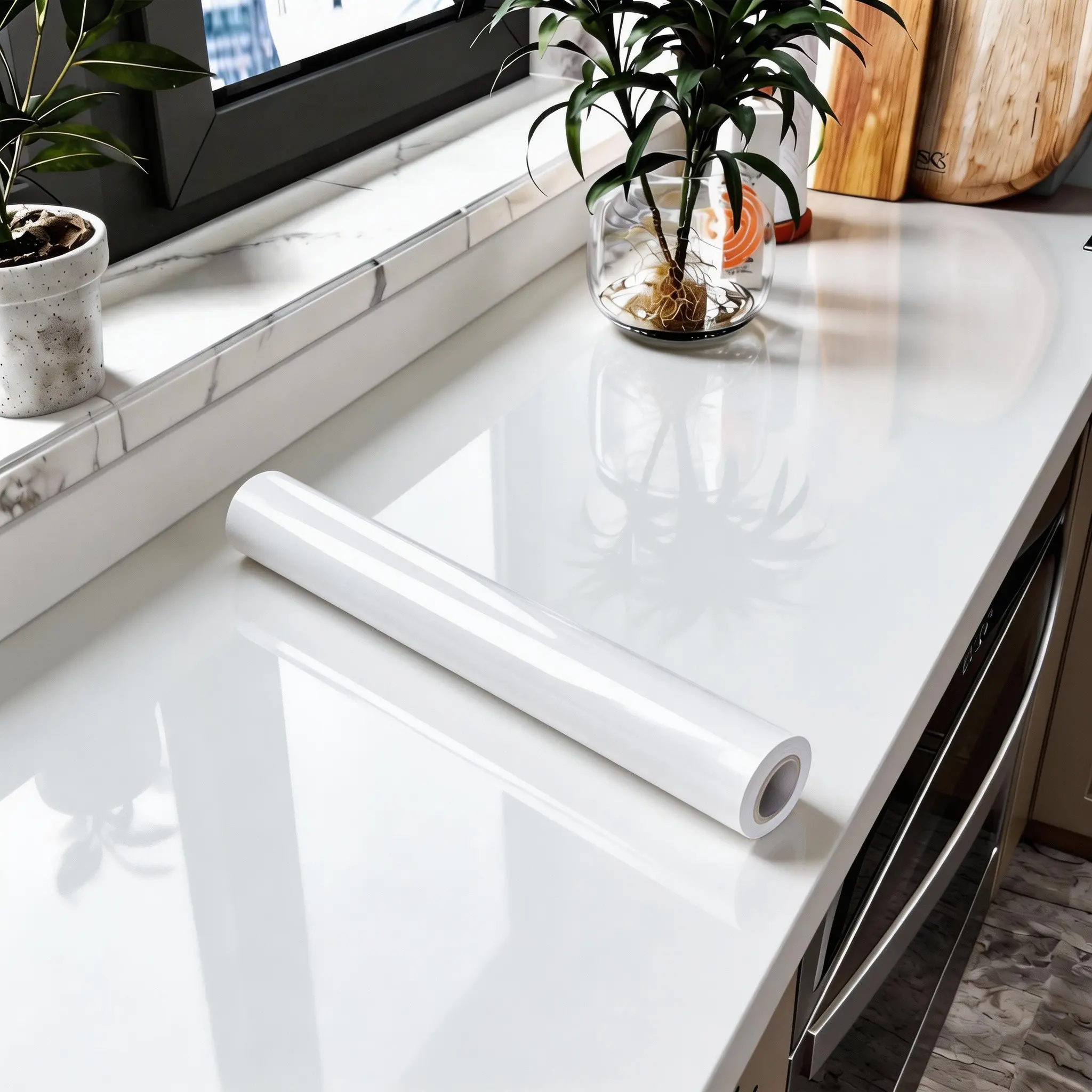Solid Color Self-adhesive Removable Kitchen Countertop Sticker, Easy to Tear & Stick, DIY-friendly Decorative Wallpaper for Kitchen Countertop & Bathroom Cabinets, Kitchen Wallpaper Peel and Stick