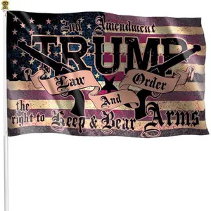 Trump 2024 Flag 3x5 Ft,Trump Law &amp; Order 2nd Amendment Guns American Flags,Vivd Color and Fade Proof, Patriotic Flags for Rooms Outdoor Indoor Decoration Banner Ornaments