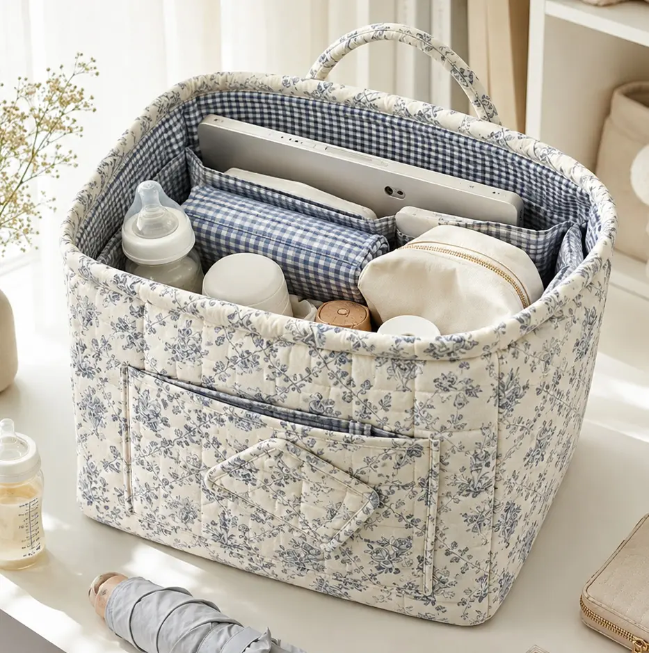 Large-capacity foldable floral storage basket -Multifunctional folding storage basket ,suitable for bedroom, bathroom and washing machine storage, suitable for storing dirty clothes, daily items, toys, portable hand-held storage basket.Women's exclusive.