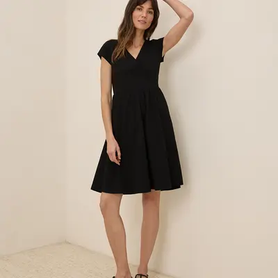 isabeau voluminous fit & flare midi dress Isabeau | Purple Satin Plunge-Neck Midi Dress main image 1