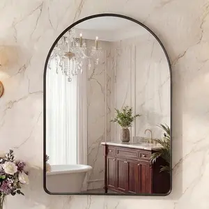 Arched Bathroom Mirror for Over Sink – 20"x30" / 24"x36" / 32"x34", Rounded Rectangle with Matte Metal Frame, Wall Mount, Black or Gold, for Washroom & Farmhouse Decor