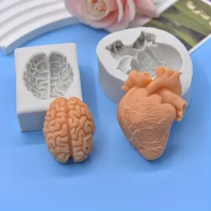 Halloween Heart & Brain Silicone Mold, 3D Fondant Mold for DIY Pudding Chocolate Candy, Perfect Gift for Bakers & Crafters