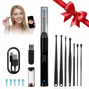 Smart Visual Earspoon Home Ear Cleaning Kit, 5 Replaceable Silicone Tips, Built-In Battery, WiFi-Connected Phone, Healthy Gift for Family