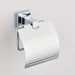 Self Adhesive Toilet Paper Holder, Bathroom Tissue Storage Rack, Wall Mounted Tissue Dispenser Container, Bathroom Hanging Towel Shelf, Toilet Paper Holder With Cover, Bathroom Accessories, Bathroom Supplies
