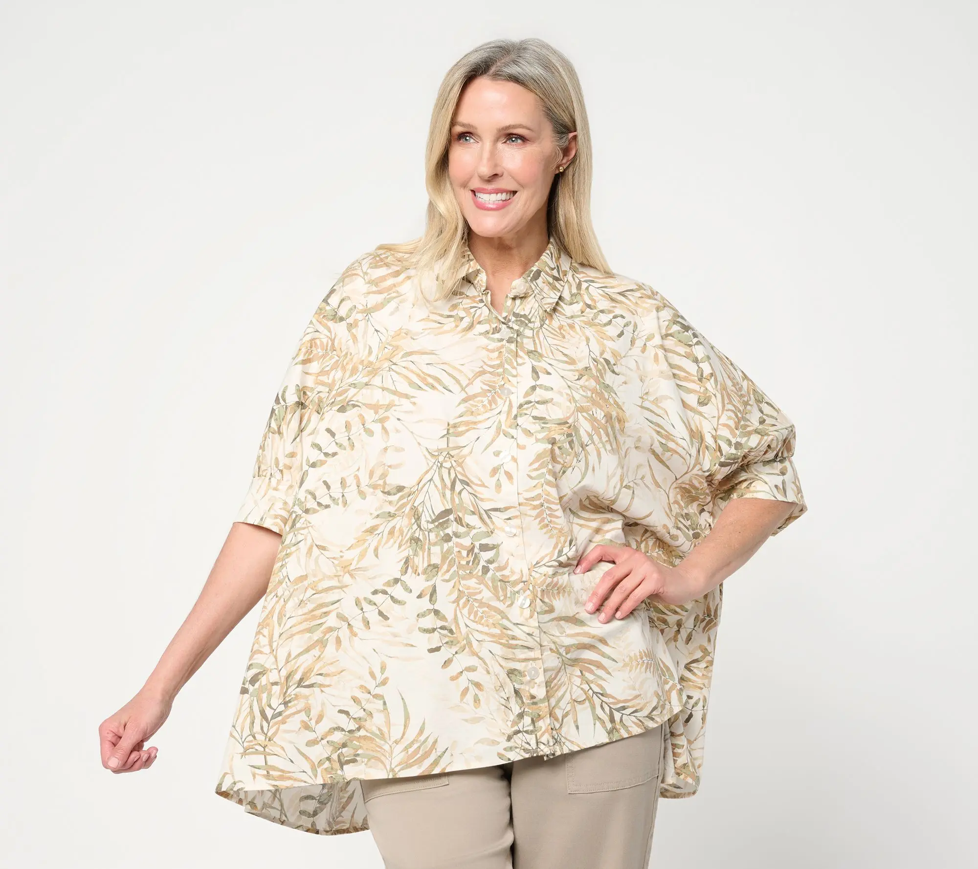 Martha Stewart Signature Oversized Button Front Shirt
