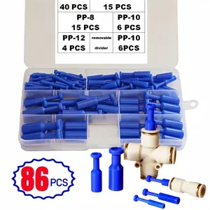 86pcs High-Pressure Pneumatic Quick Connect Fittings Kit - PP Nylon Tube Plugs/End Caps/Stoppers (5/32"-1/2") For 4-12mm Air Hoses | Industrial Grade Leak-Proof Quick Couplers | Perfect For Air Compressors, Automation Equipment, Factory Machinery