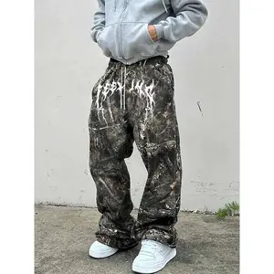 Men’s Y2K camouflage pants set, retro branch print, high-street loose fit, summer casual streetwear, cool and practical GARMENTARY