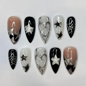 SUMMER Collections 10Pcs Handmade Press On Nails REUSABLE Gel Acrylic Nails, Full Cover Press On False Nails, Beach Summer Shell Vibes