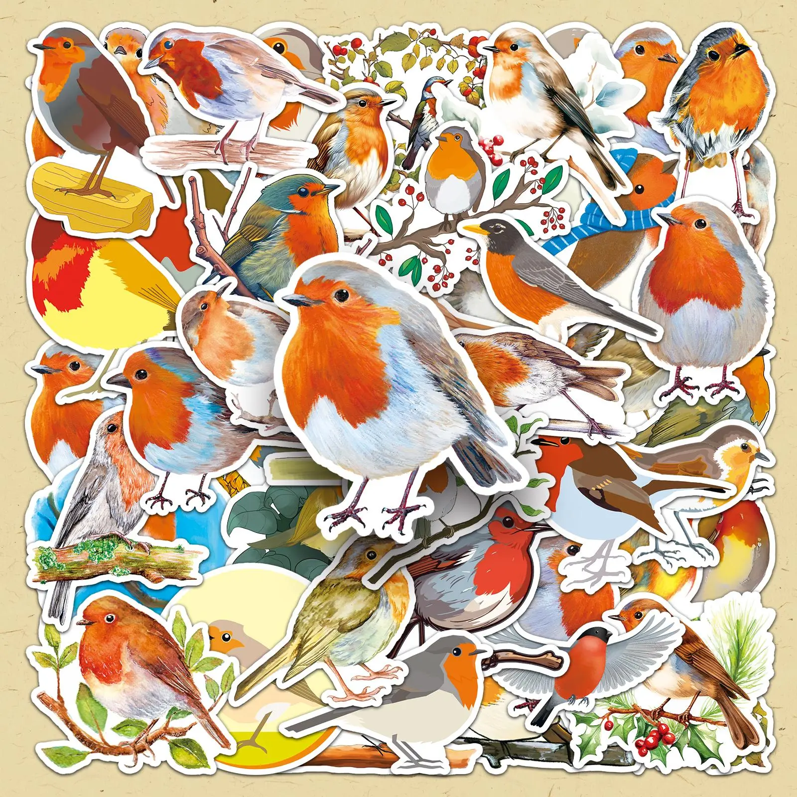 Cartoon Robin Sticker, Decal Sticker, Funny Stickers, 100pcs/set Cute Animal Sticker, DIY Decorative Sticker Crafts, for Scrapbooking, Journaling, Gift Wrapping